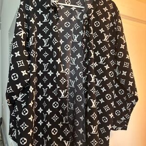 Louis Vuitton Black and White Blazer with Monogram Pattern